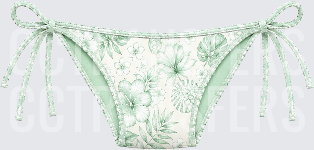 Mint Green Tropical Floral Hibiscus Botanical Pattern (DTF)