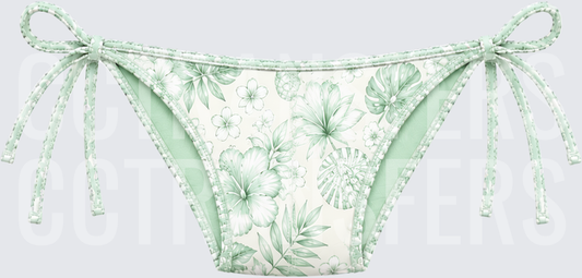 Mint Green Tropical Floral Hibiscus Botanical Pattern (DTF)