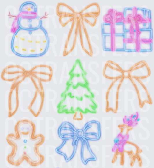 Pastel Neon Christmas Icons Holiday Bundle (DTF)