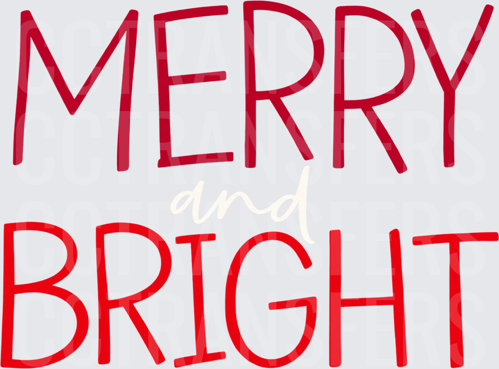 Merry and Bright Bold Red Holiday Typography (DTF)