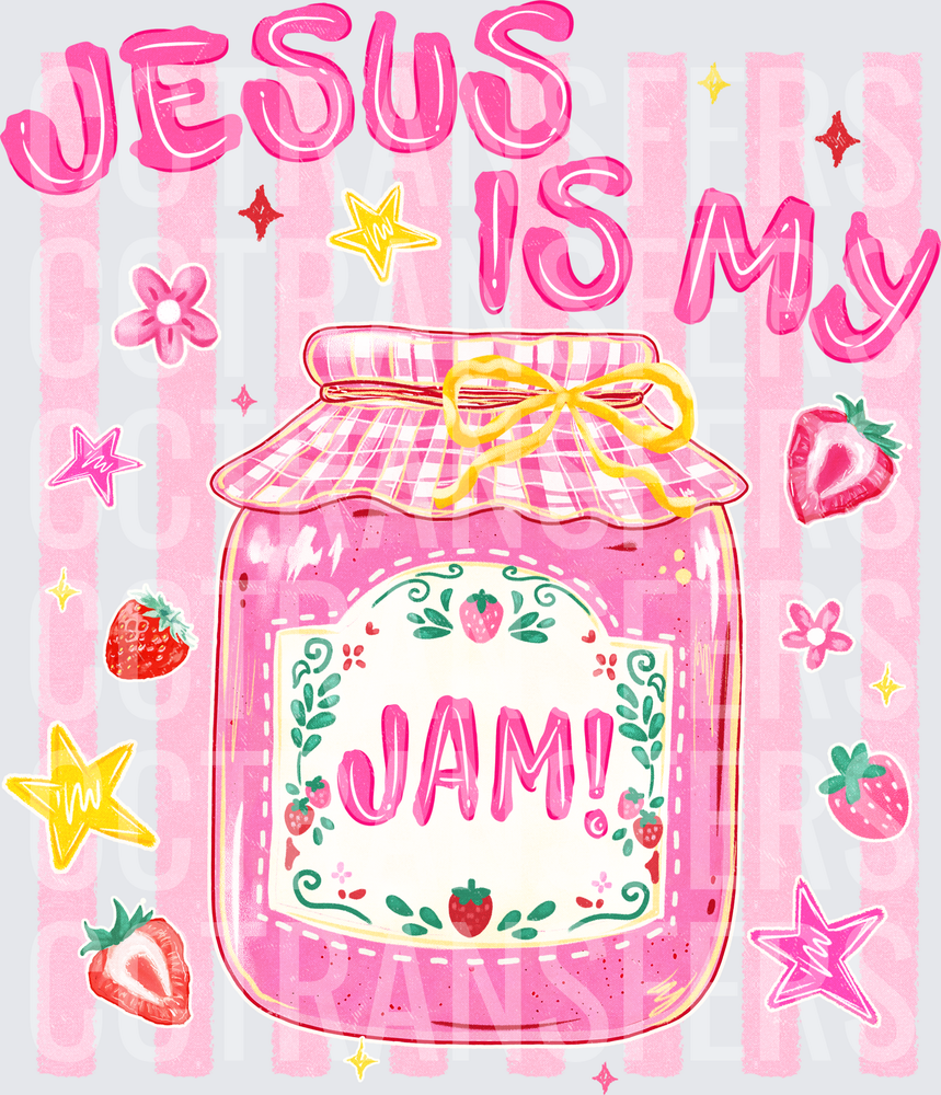 Jesus Is My Jam Strawberry Preserve Jar Christian (DTF)