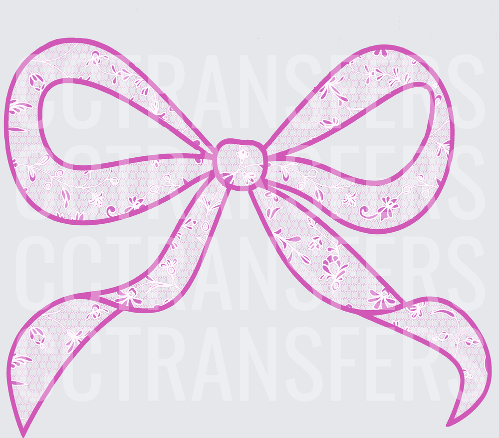 Pink Lace Floral Honeycomb Ribbon Bow (DTF)