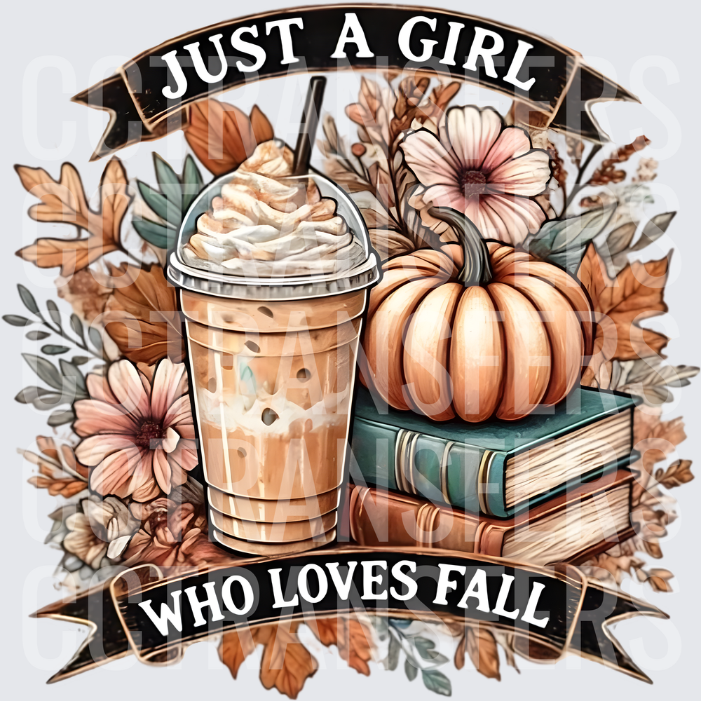 Just A Girl Who Loves Fall Pumpkin Iced Coffee Books (DTF)