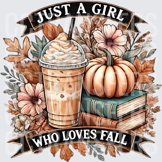 Just A Girl Who Loves Fall Pumpkin Iced Coffee Books (DTF)