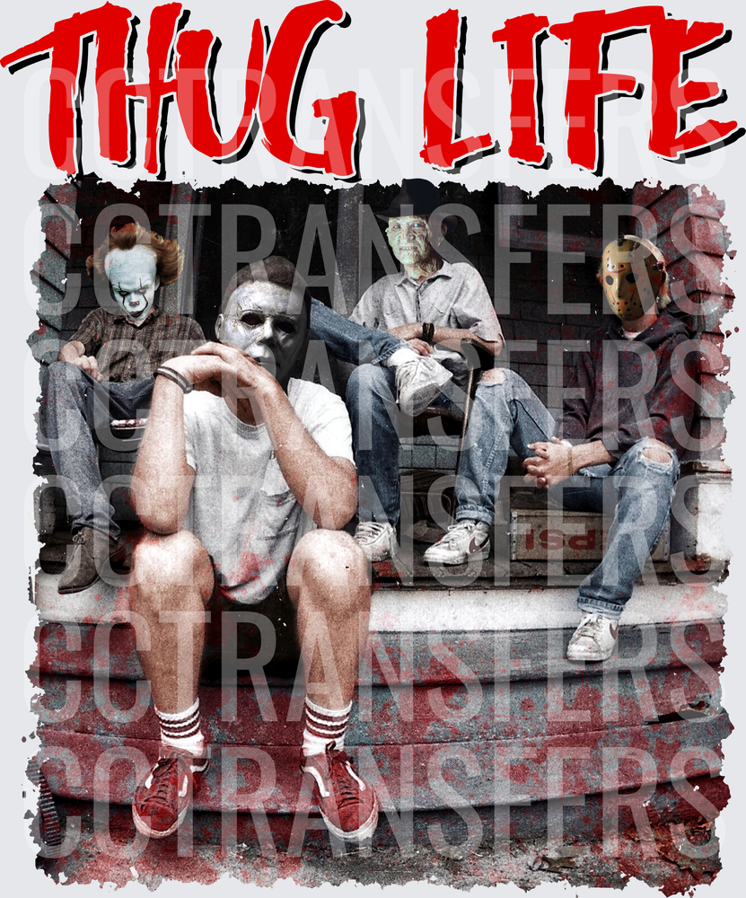 Thug Life Horror Mask Crew on Porch (DTF)