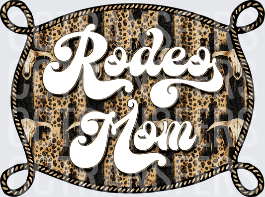 Rodeo Mom Leopard Print Rope Belt Buckle Longhorn Skull (DTF)