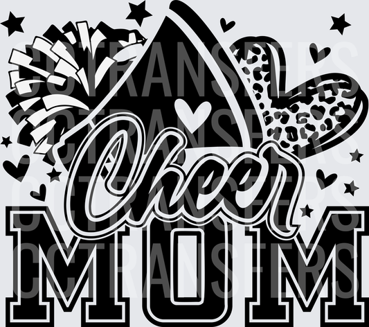 Cheer Mom Pom Pom Leopard Bow Stars Hearts (DTF)