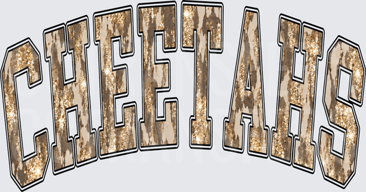 Cheetahs Arched Varsity Glitter Cheetah Print Letters (DTF)
