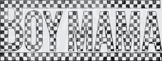 Boy Mama Black White Checkered Grunge Bold Text (DTF)