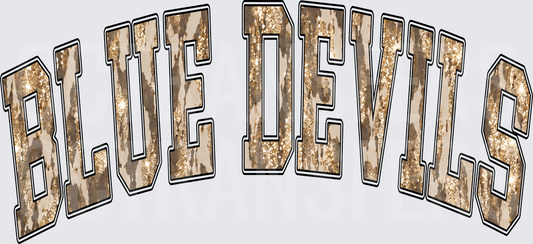Blue Devils Arched Glitter Leopard Bold Varsity Text (DTF)