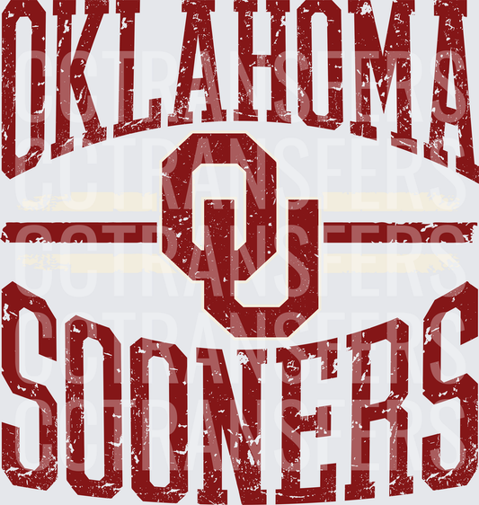 Distressed Crimson Arched State Football Fan Logo (DTF)