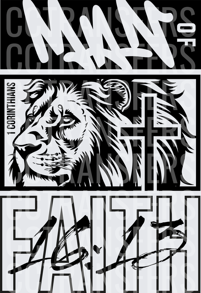 Made of Faith Lion Cross 1 Corinthians 16:13 (DTF)