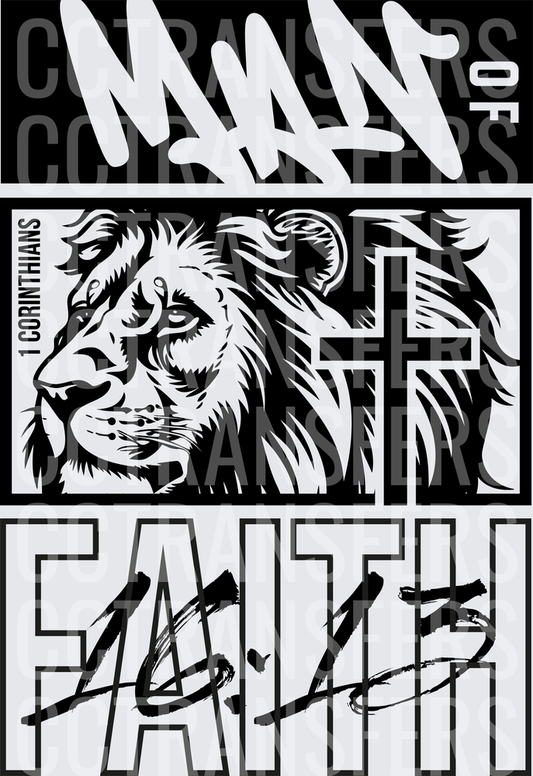 Made of Faith Lion Cross 1 Corinthians 16:13 (DTF)