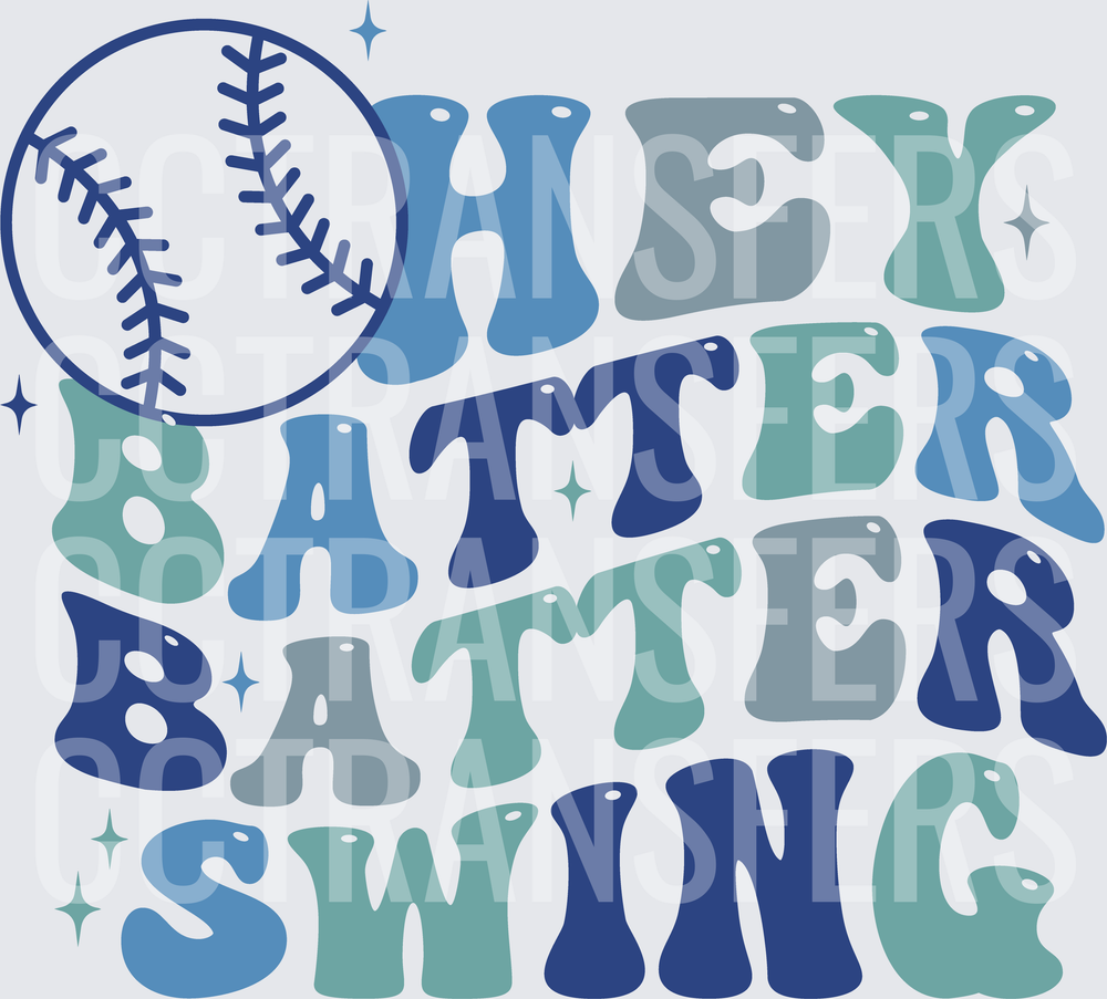 Hey Batter Batter Swing Retro Baseball (DTF)