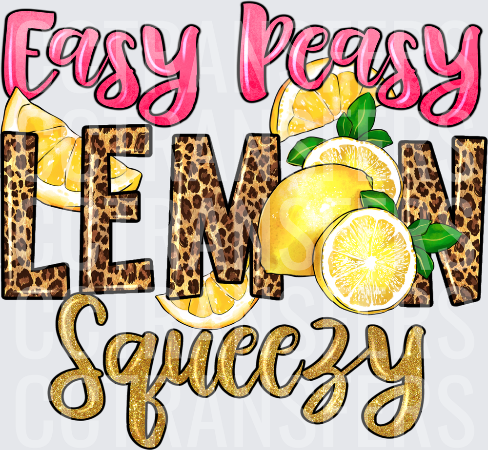 Easy Peasy Lemon Squeezy Leopard Print Citrus (DTF)