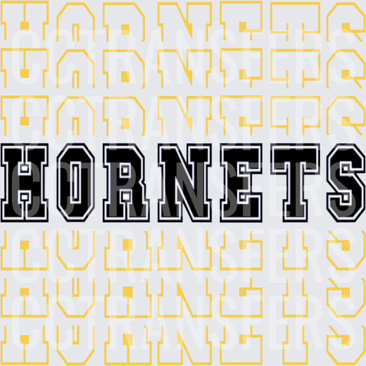Hornets Bold Varsity Letter Repeat Pattern (DTF)