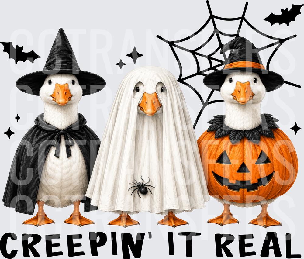 Creepin It Real Halloween Ducks Witch Ghost Pumpkin (DTF)