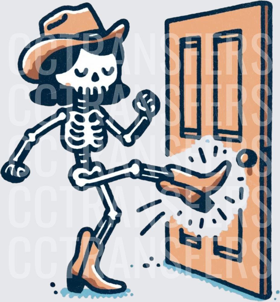 Cowboy Skeleton Kicking Down Door (DTF)
