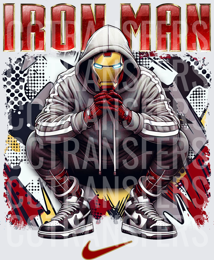 Man Hooded Streetwear Sneaker Squat Pose (DTF)