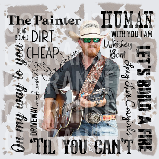 Country Singer Guitar Song Titles Word Collage (DTF)
