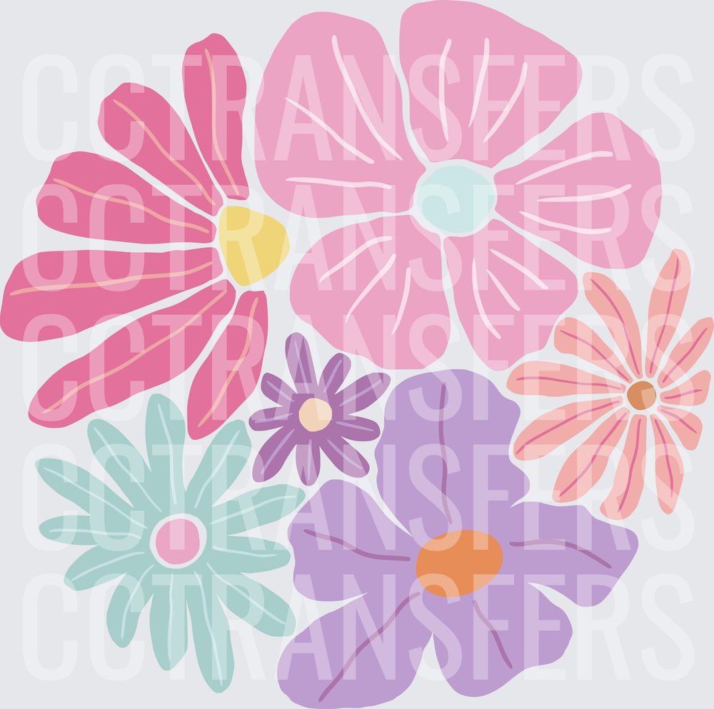 Pastel Boho Floral Bouquet Cluster (DTF)