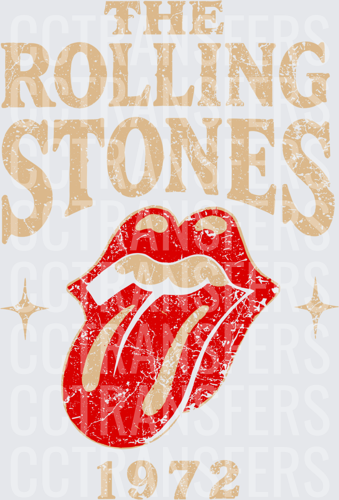 Vintage Rock Band Lips Tongue Logo 1972 Distressed (DTF)