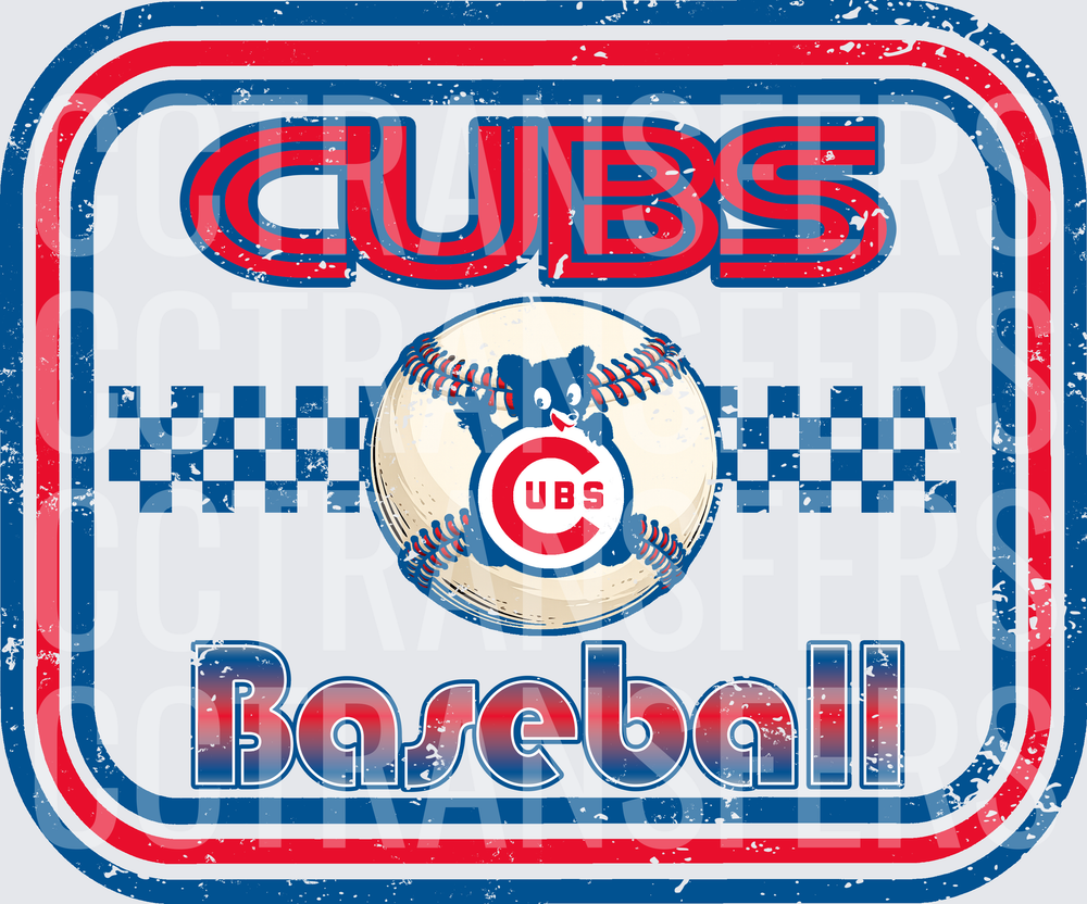 Cubs Baseball Vintage Retro Bear Logo Distressed Design (DTF)