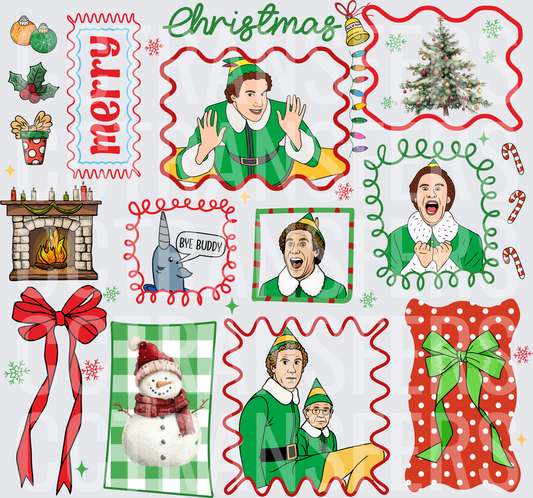 Merry Christmas Elf Movie Character Holiday  Sheet (DTF)