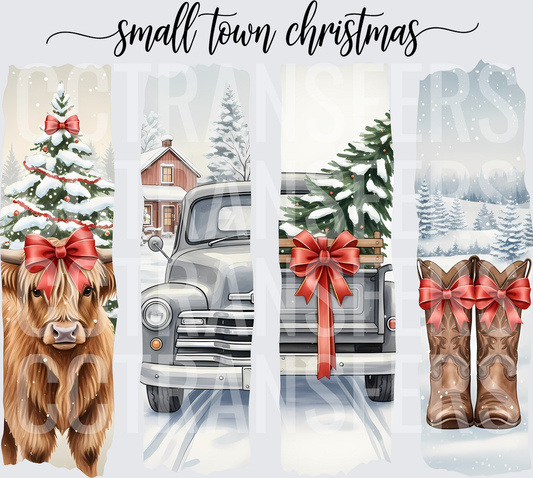 Small Town Christmas Highland Cow Truck Boots Panel (DTF)