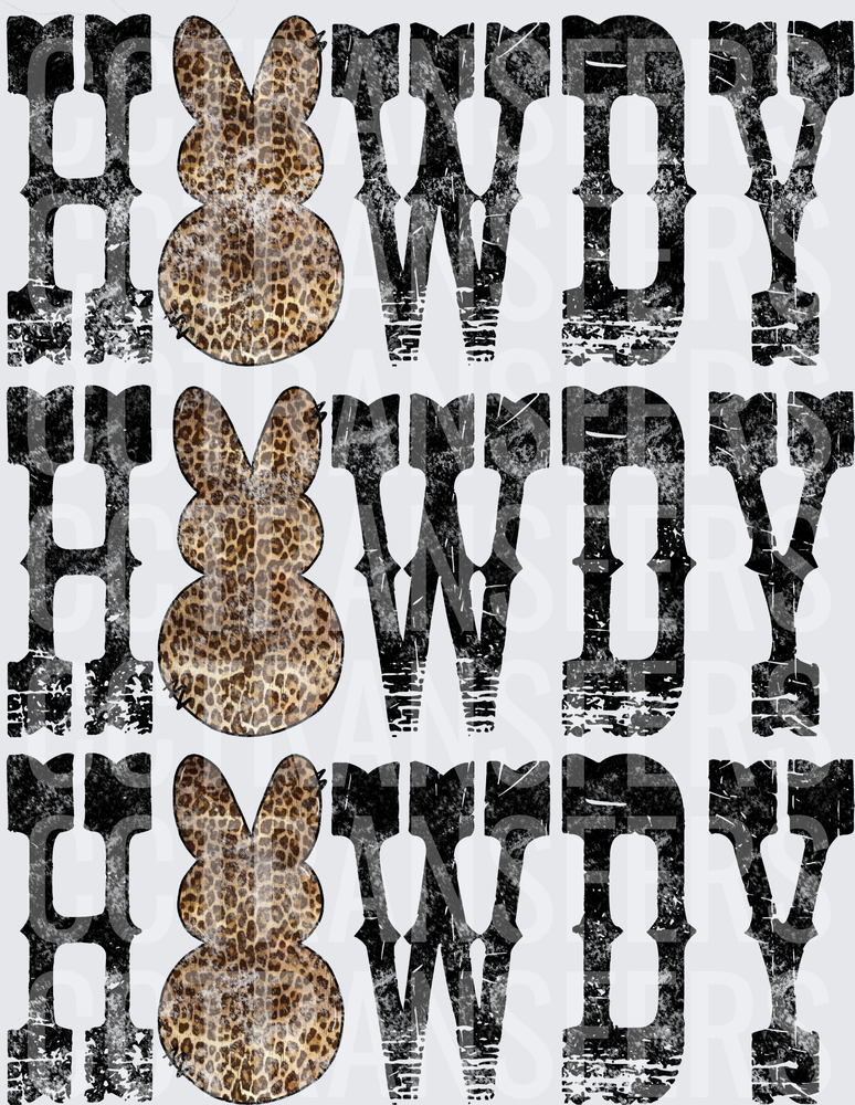 Howdy Leopard Print Easter Bunny Distressed Western (DTF)