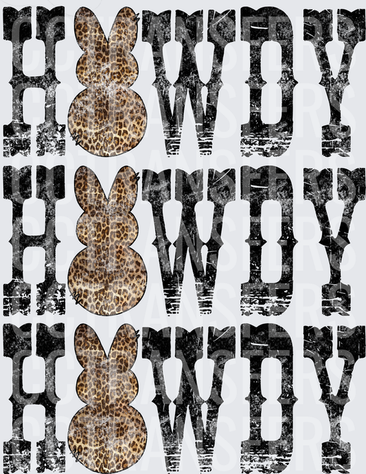 Howdy Leopard Print Easter Bunny Distressed Western (DTF)