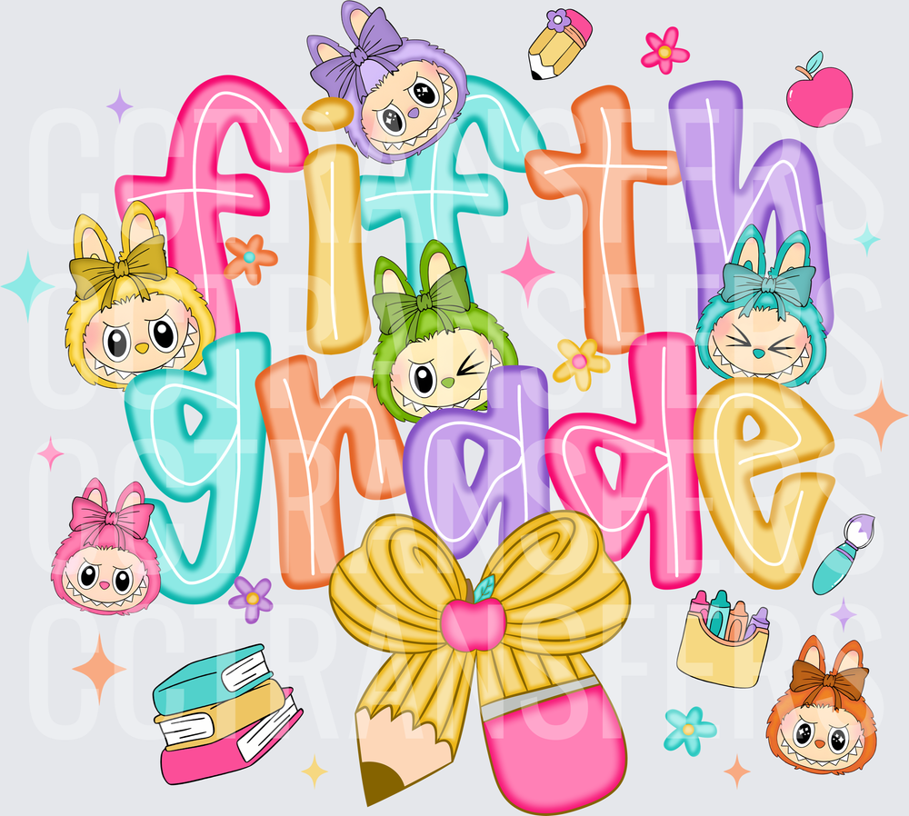 Fifth Grade Cute Bunny Characters School Supplies (DTF)