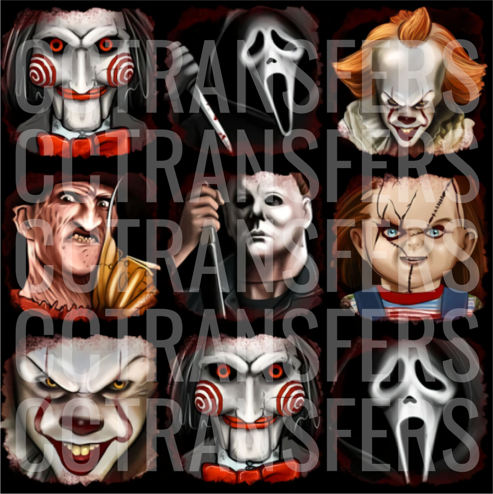 Classic Horror Icons Nine Panel Collage (DTF)