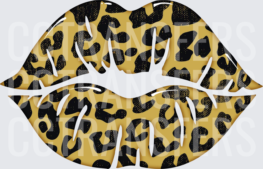 Leopard Print Bold Lips Kiss (DTF)