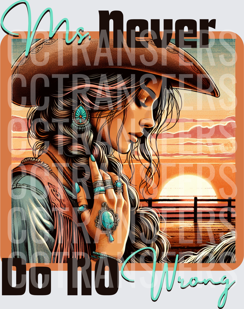 Ms. Never Do No Wrong Cowgirl Sunset (DTF)