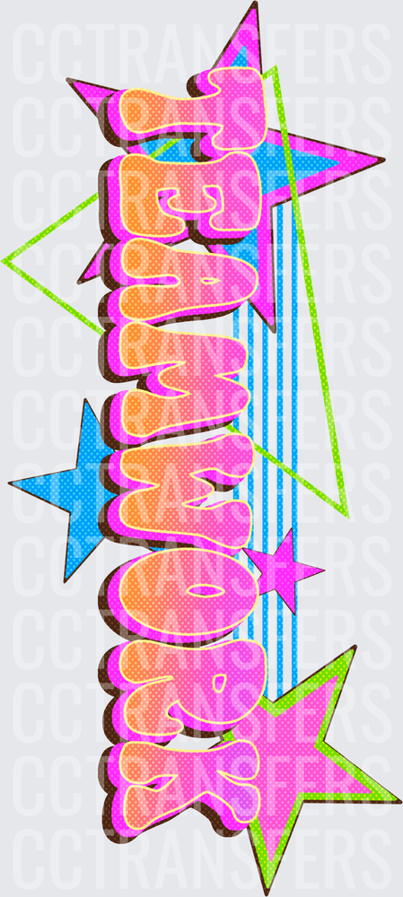 Teamwork Retro Graffiti Bubble Letters Stars (DTF)