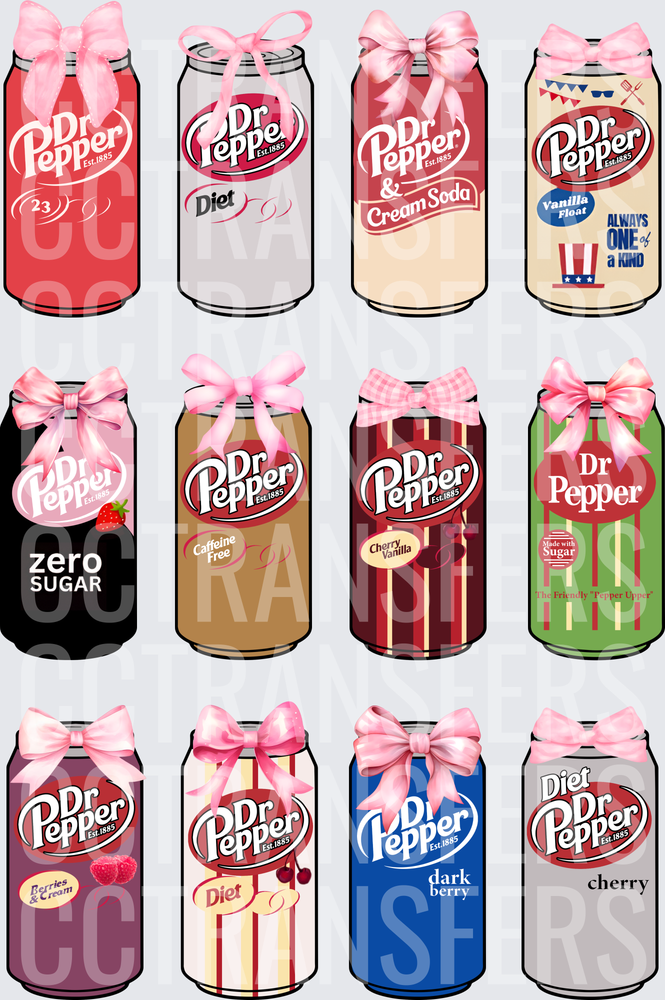 Soda Can Collection with Pink Bows Variety Pack (DTF)