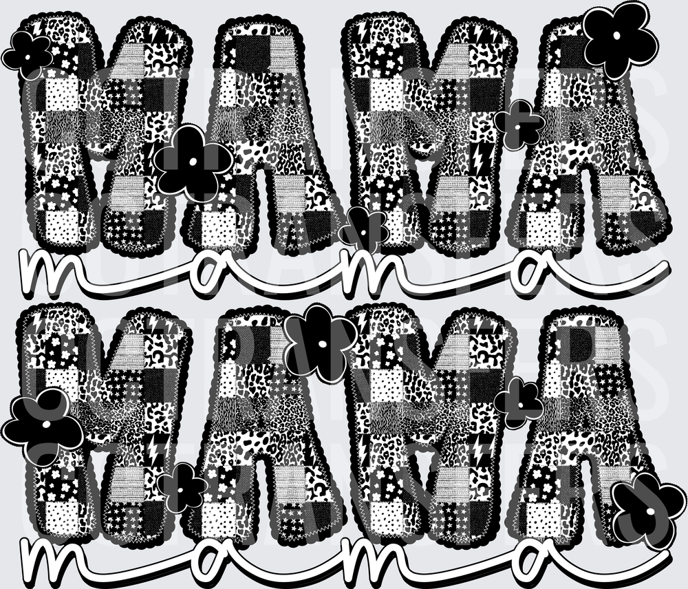 Mama Patchwork Leopard Plaid Bold Letters Floral (DTF)
