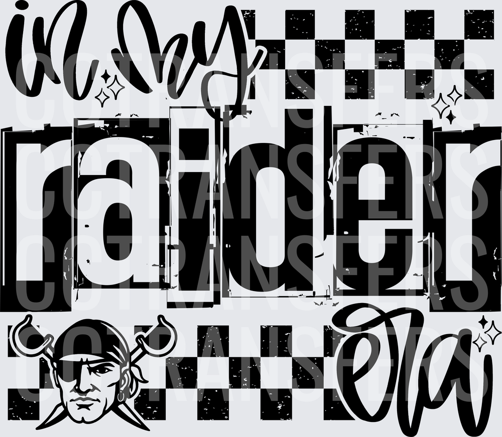 In My Raider Era Pirate Mascot Checkered Grunge (DTF)