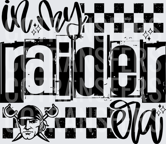In My Raider Era Pirate Mascot Checkered Grunge (DTF)