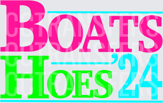 Boats N Hoes '24 Bold Neon Retro Text Design (DTF)