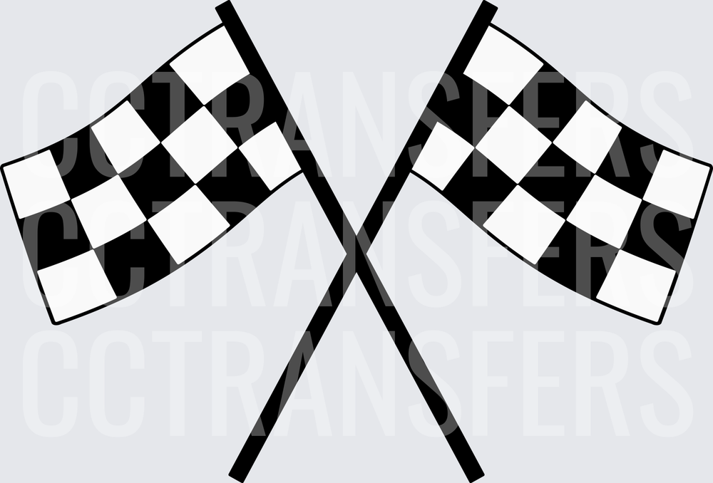 Crossed Black & White Checkered Racing Flags (DTF)