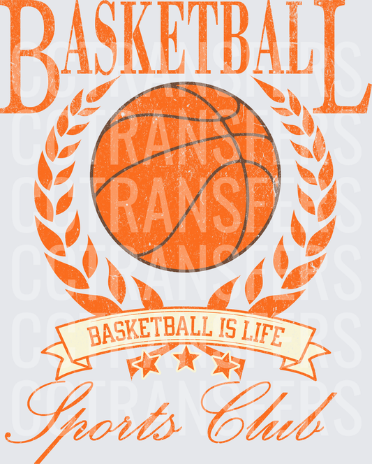 Basketball Is Life Sports Club Laurel Wreath Vintage (DTF)