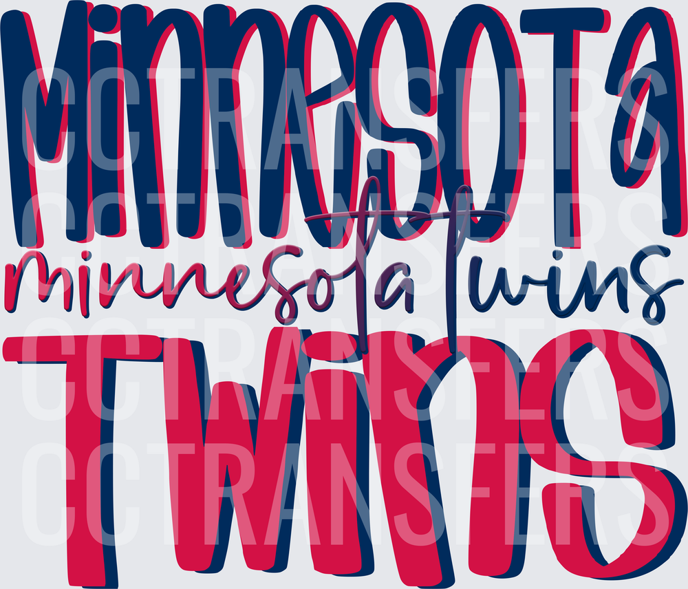 Minnesota Twins Layered Bold Script Fan Design (DTF)