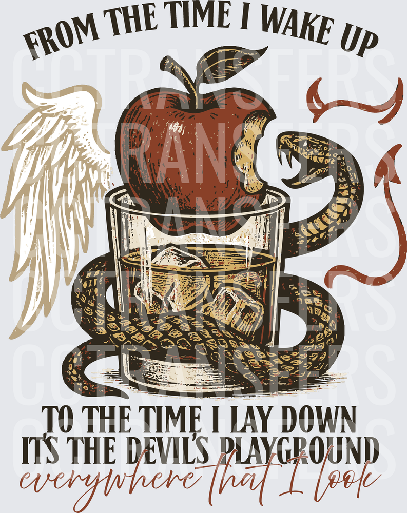 From The Time I Wake Up Devil's Playground Snake Apple Whiskey Glass (DTF)