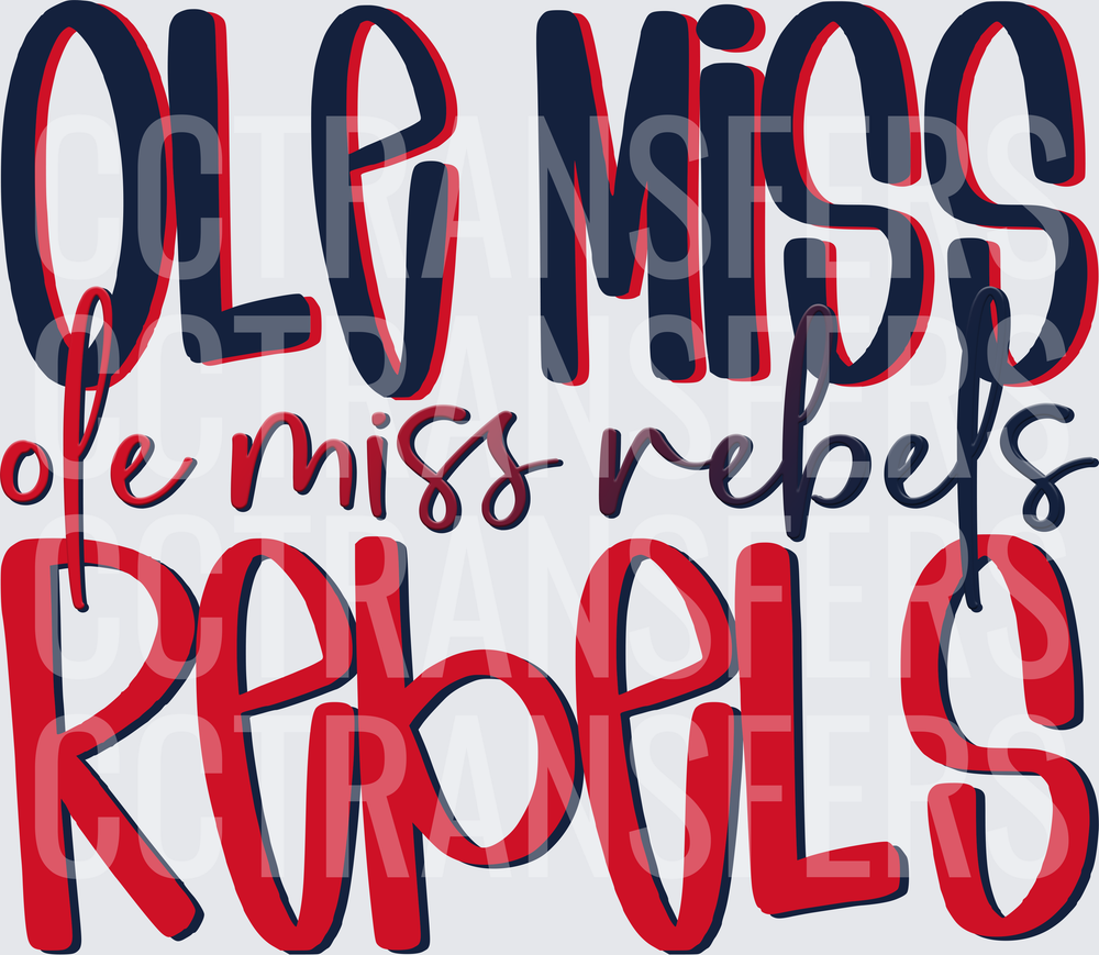 Bold Rebels School Spirit Navy Red Layered Typography (DTF)