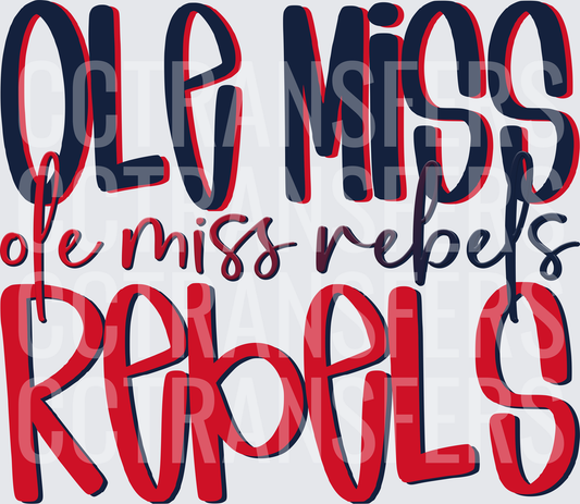Bold Rebels School Spirit Navy Red Layered Typography (DTF)