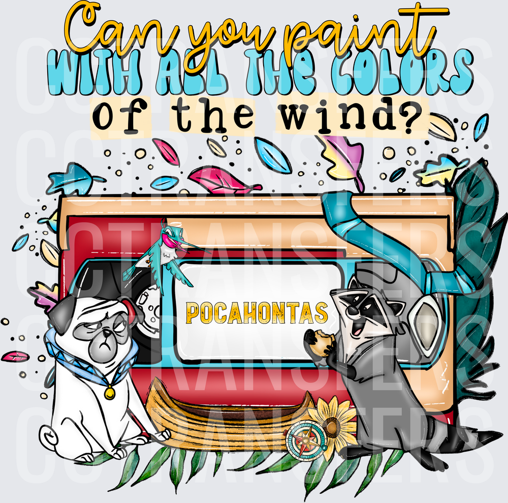 Can You Paint With All The Colors Of The Wind Raccoon Pug VHS (DTF)