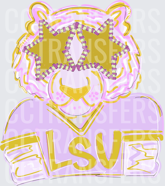 Purple Gold Tiger Star Sunglasses College Spirit (DTF)