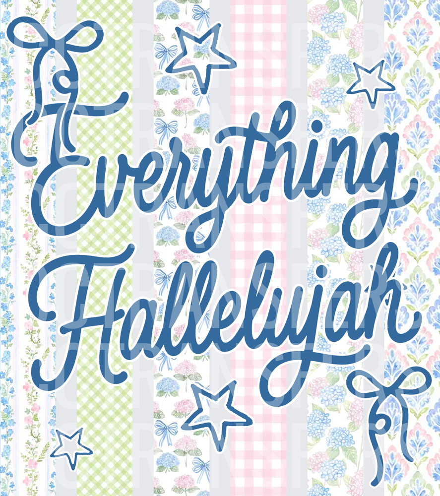 Everything Hallelujah Floral Gingham Bow Script (DTF)